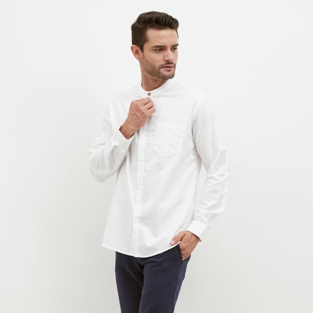 M231 Kemeja Pria Shanghai Polos Soft Twill Panjang Putih 1971H
