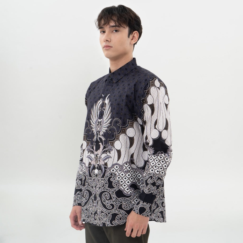 M231 Kemeja Pria Batik Panjang Hitam 0706