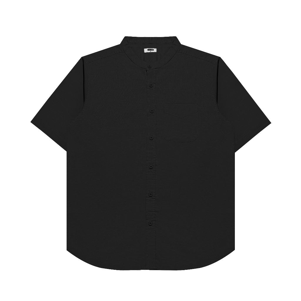 M231 Kemeja Pria Shanghai Polos Pendek Hitam 0184C