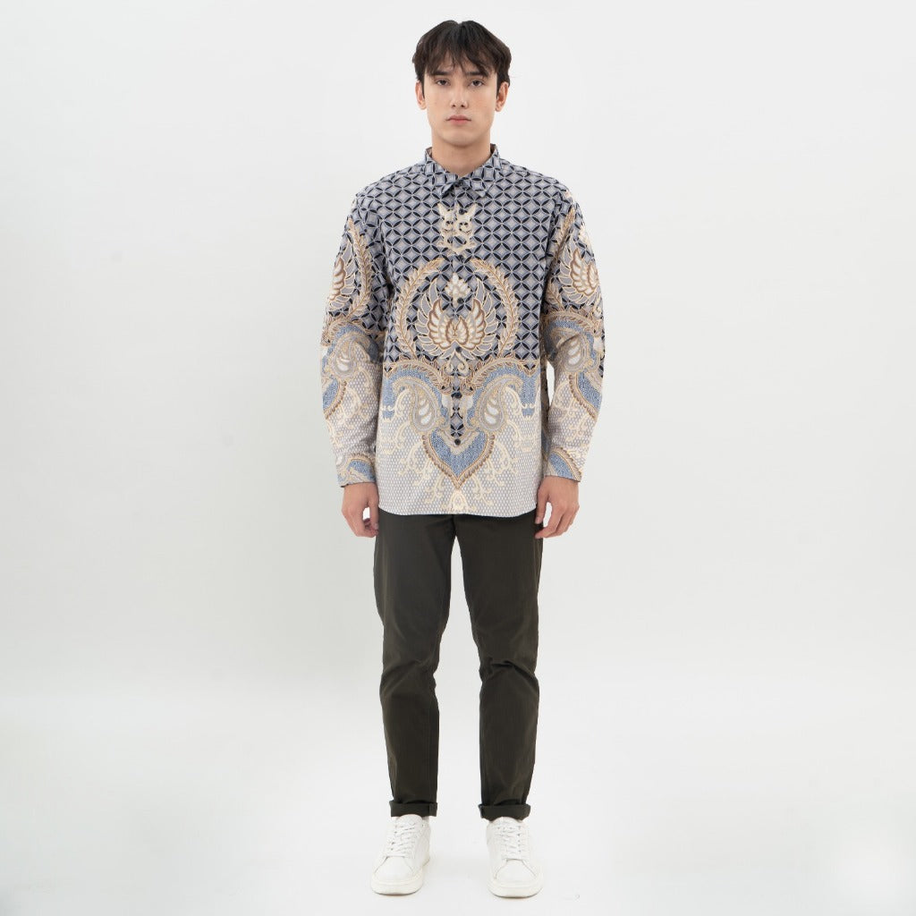 M231 Kemeja Pria Batik Panjang Hitam 0638