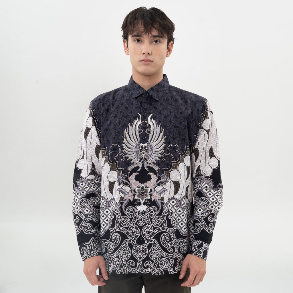 M231 Kemeja Pria Batik Panjang Hitam 0706