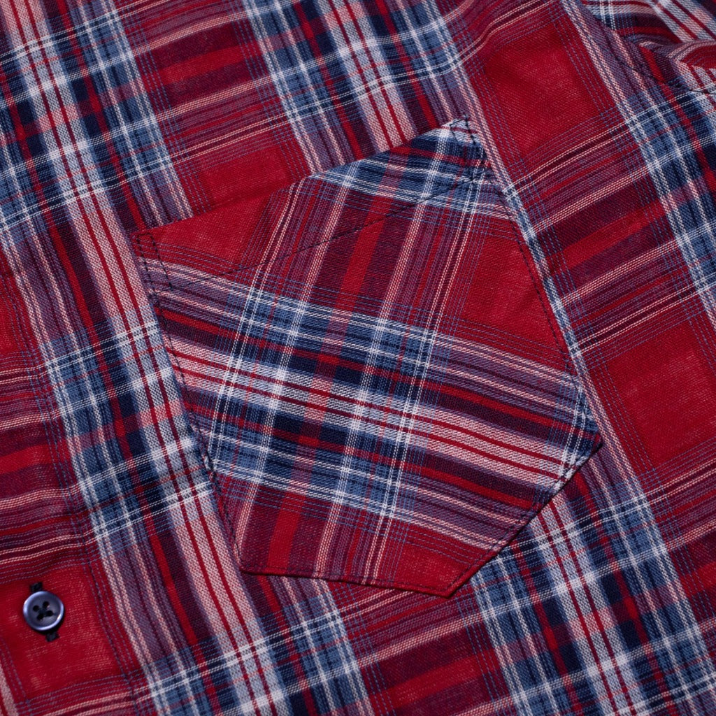 M231 Kemeja Pria Yarn Dyed Double Face Kotak Panjang Merah 3067
