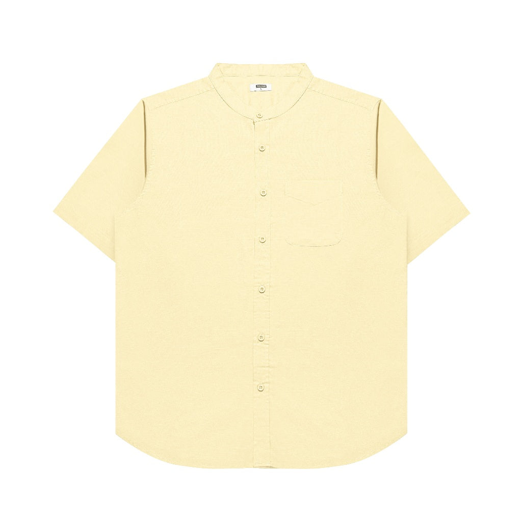 M231 Kemeja Pria Shanghai Polos Pendek Kuning 0184B