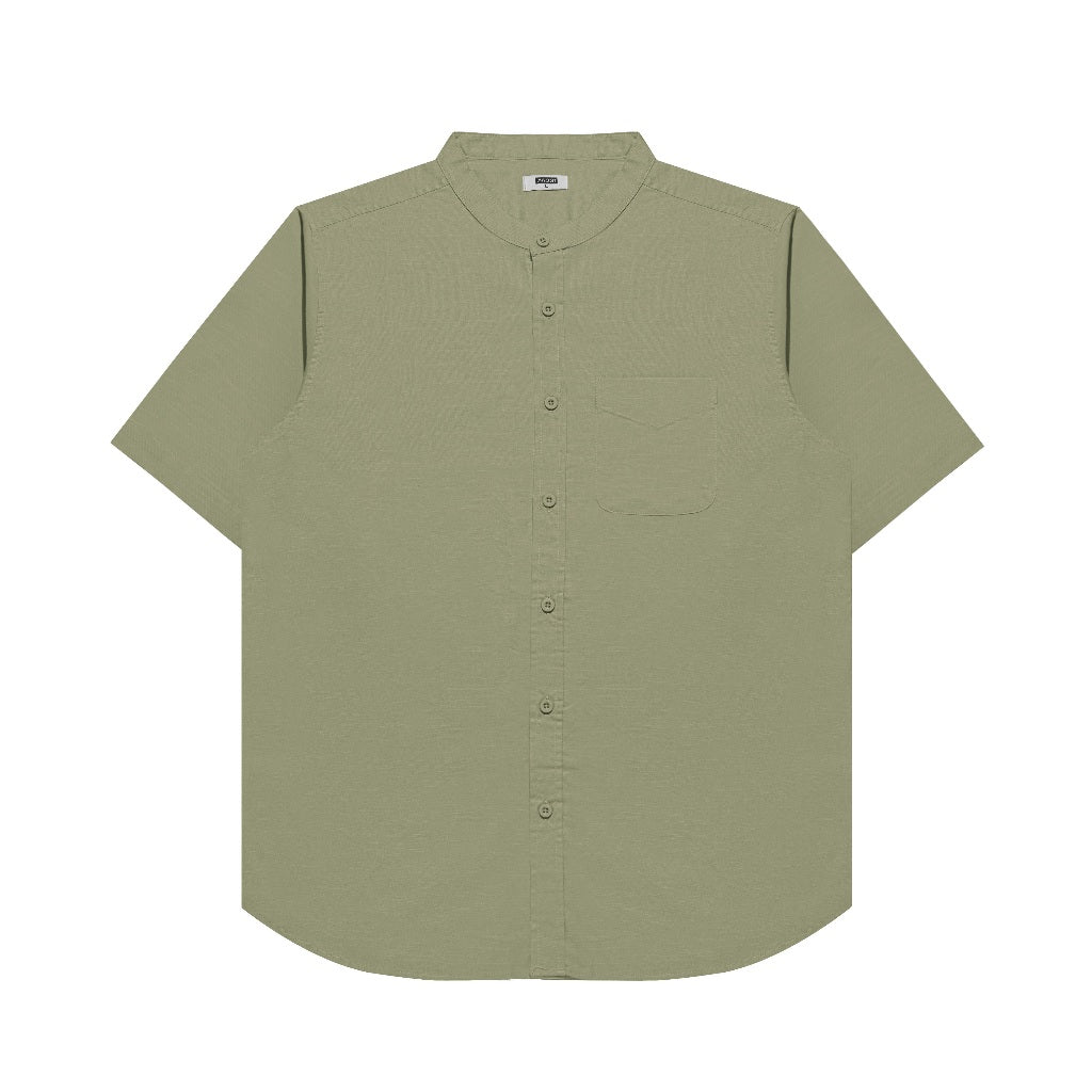 M231 Kemeja Pria Shanghai Polos Pendek Olive 0184F