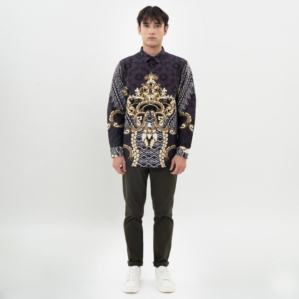 M231 Kemeja Pria Batik Panjang Hitam 0639