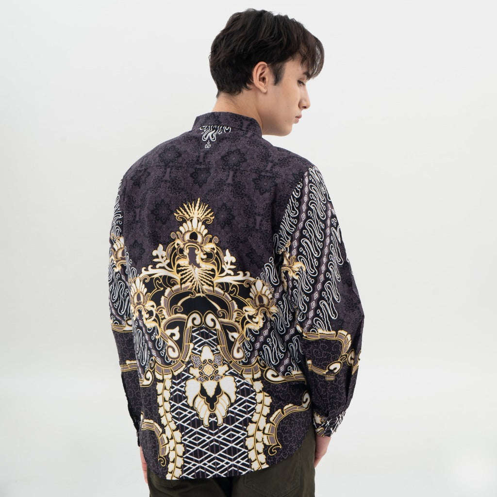 M231 Kemeja Pria Batik Panjang Hitam 0639
