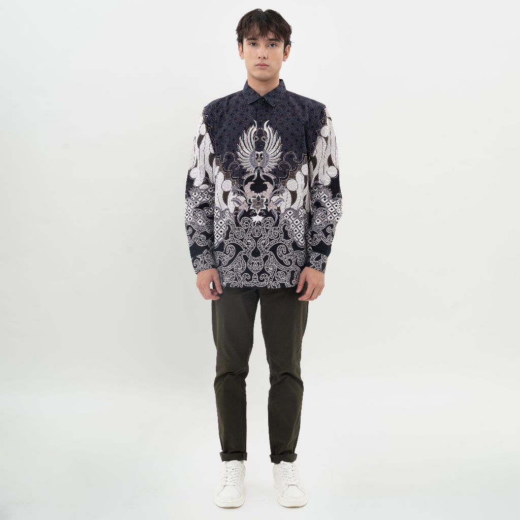M231 Kemeja Pria Batik Panjang Hitam 0706