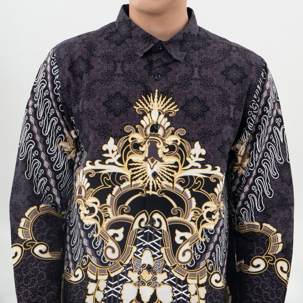 M231 Kemeja Pria Batik Panjang Hitam 0639