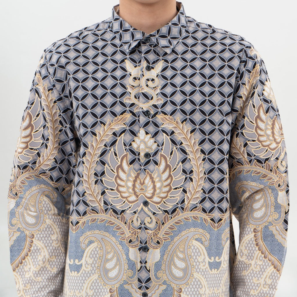 M231 Kemeja Pria Batik Panjang Hitam 0638