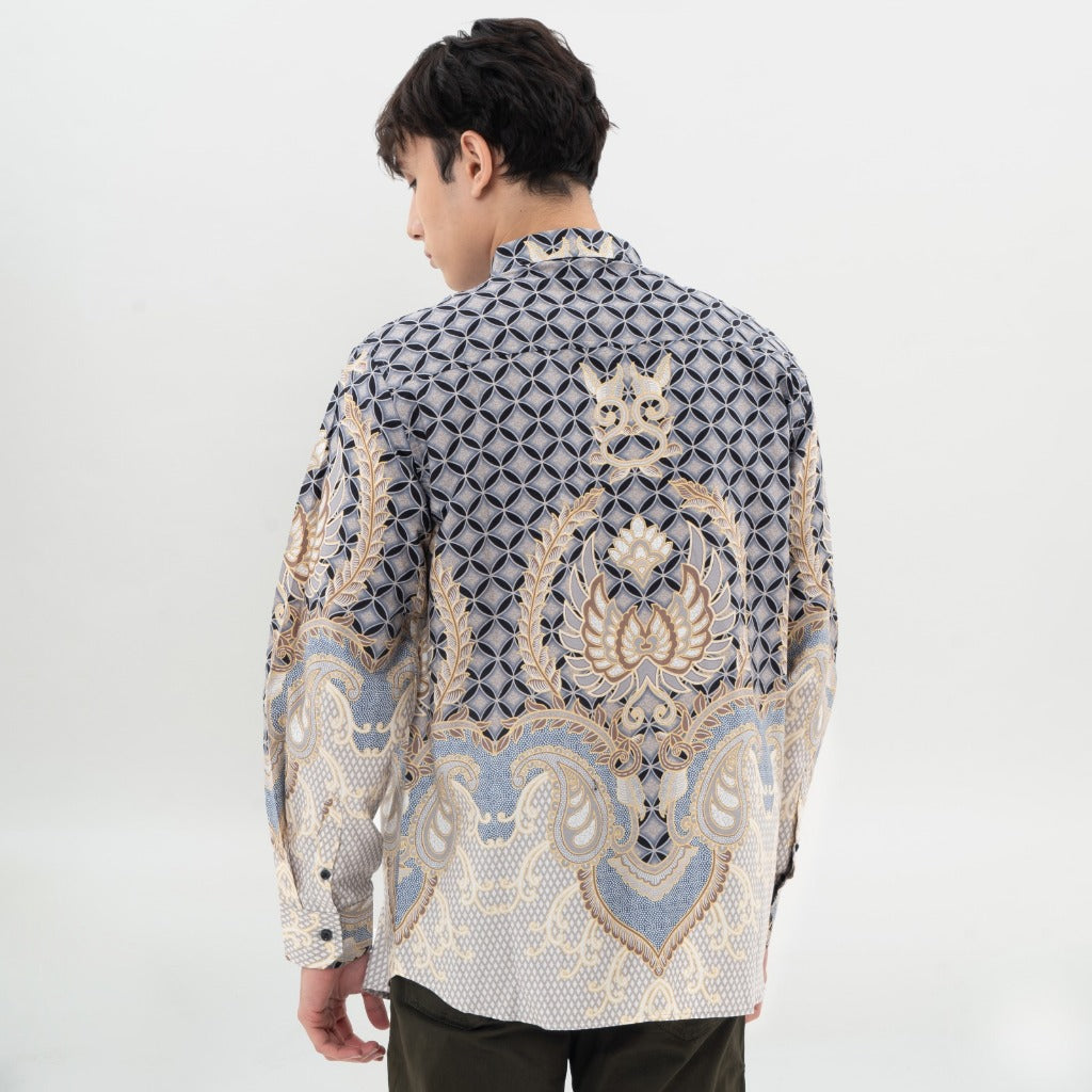 M231 Kemeja Pria Batik Panjang Hitam 0638