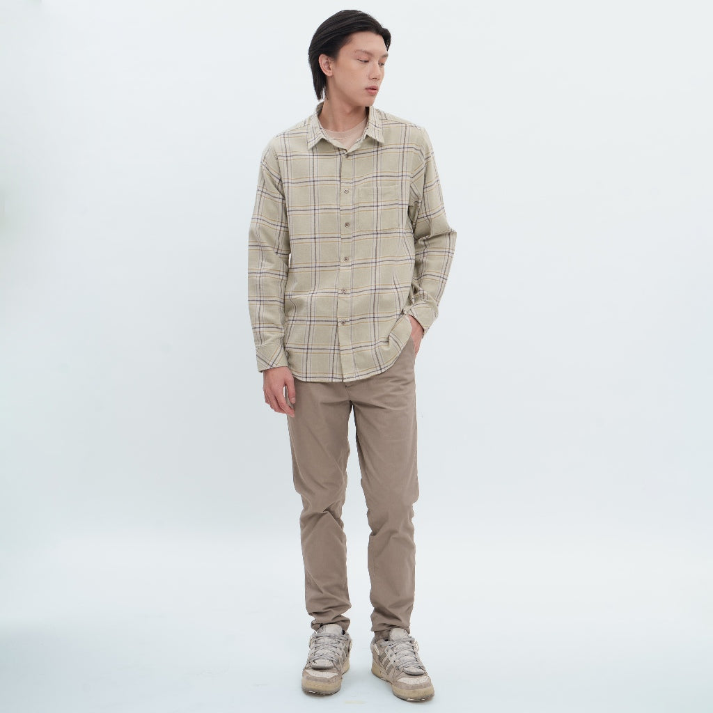 M231 Kemeja Pria Flannel Panjang Hijau 0299