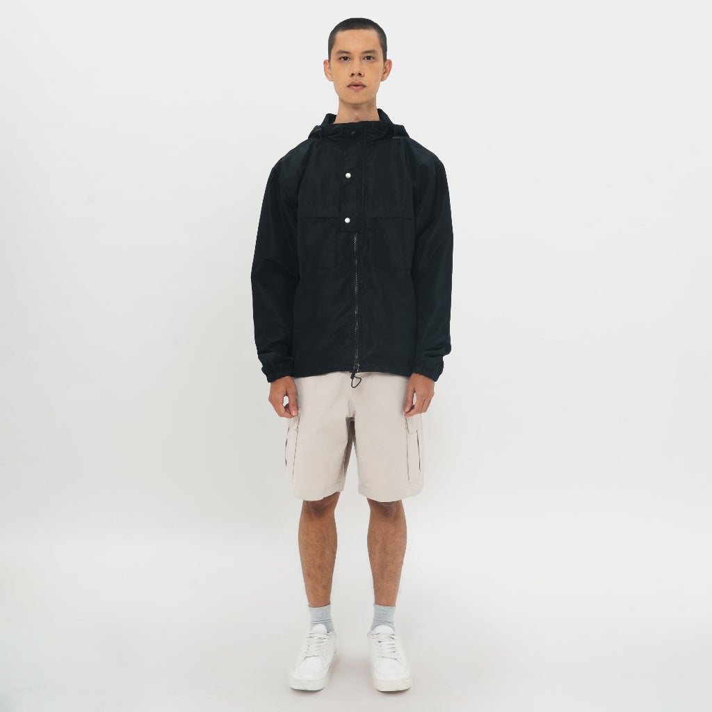 M231 Jaket Hoodie Taslan Wanderer Living Hitam 0772A