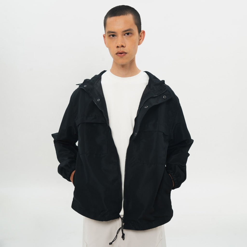 M231 Jaket Hoodie Taslan Wanderer Living Hitam 0772A