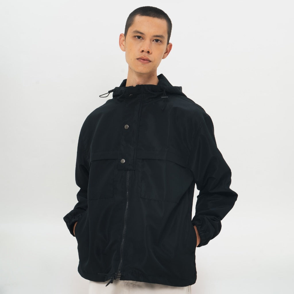 M231 Jaket Hoodie Taslan Wanderer Living Hitam 0772A
