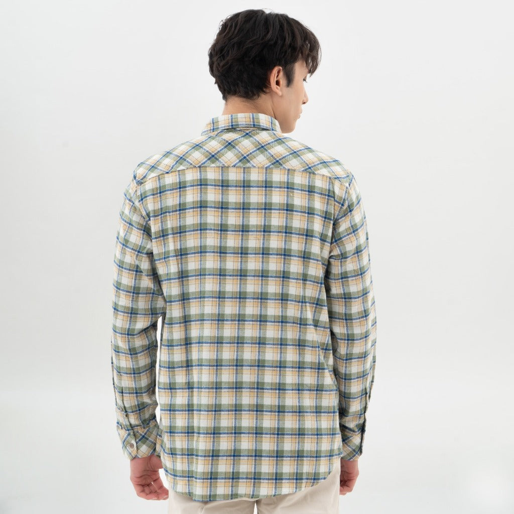 M231 Kemeja Pria Flannel Panjang Hijau 0300