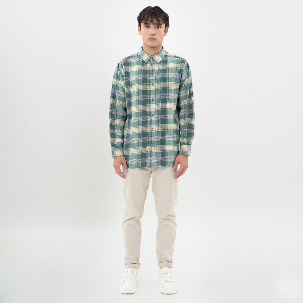 M231 Kemeja Pria Flannel Panjang Hijau 0291