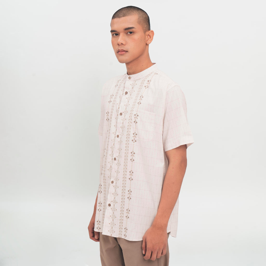 M231 Kemeja Pria Koko Pendek Beige 0806A