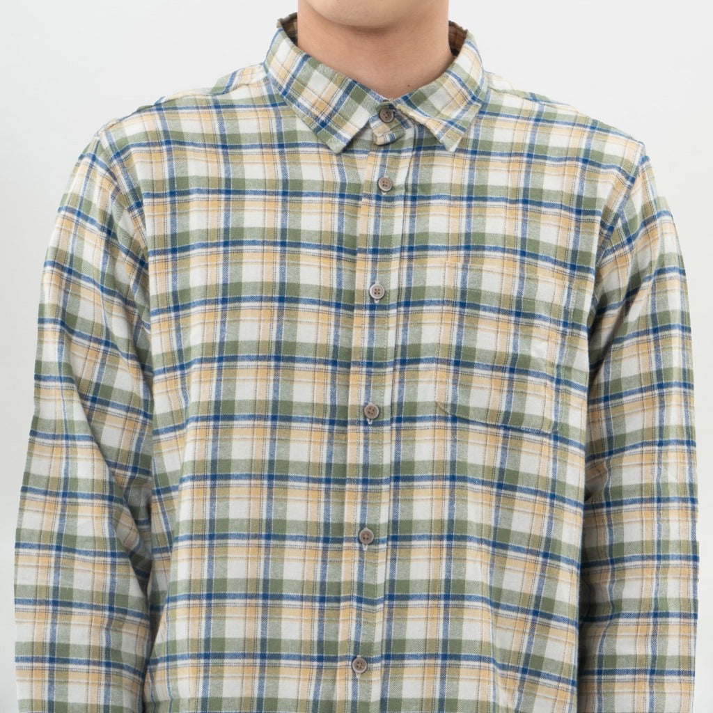 M231 Kemeja Pria Flannel Panjang Hijau 0300