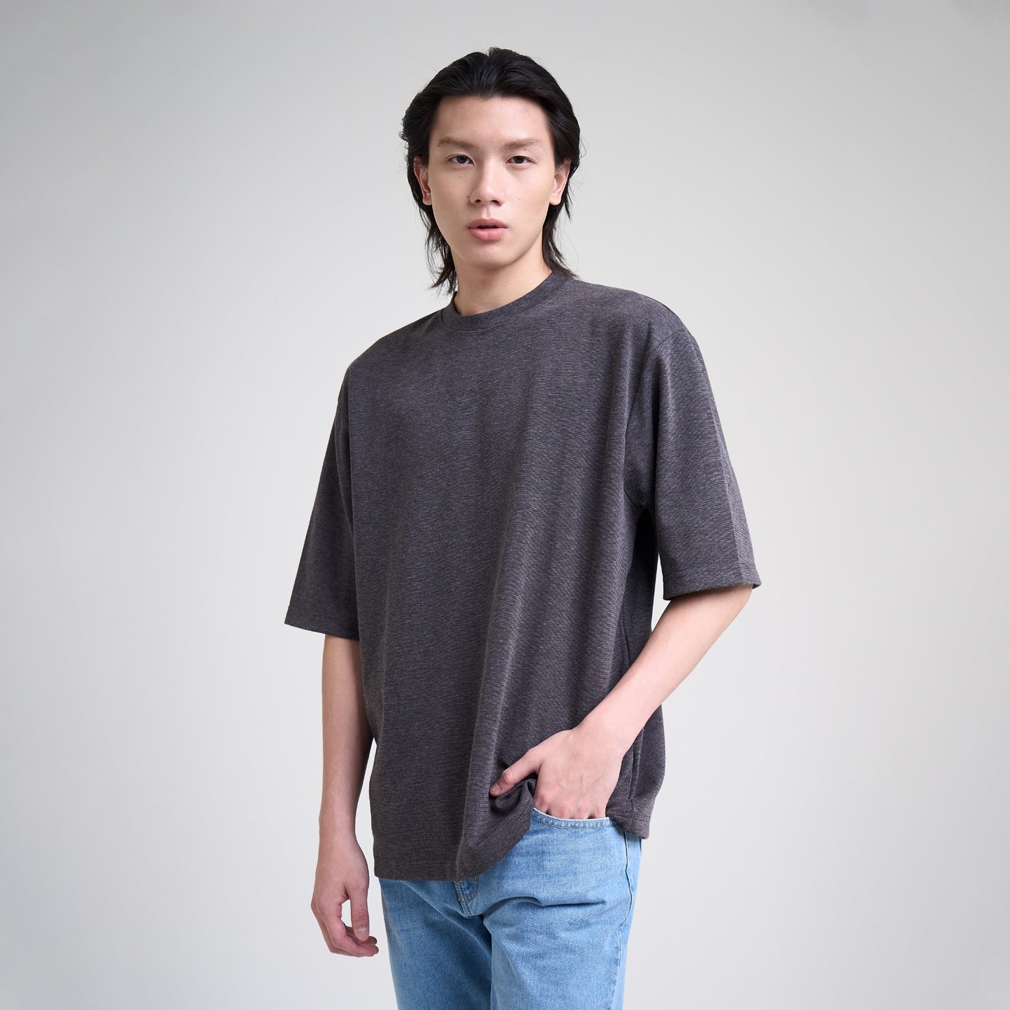 M231 T-Shirt Ponte Polos Oversized Pendek Hitam 0756C