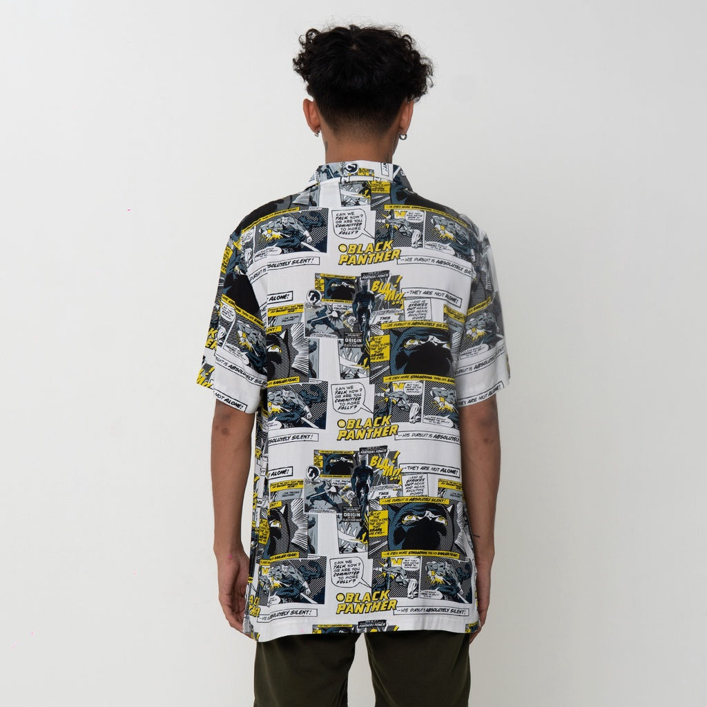 Marvel Collection M231 Kemeja Bowling Printing Black Panther Putih 2353A