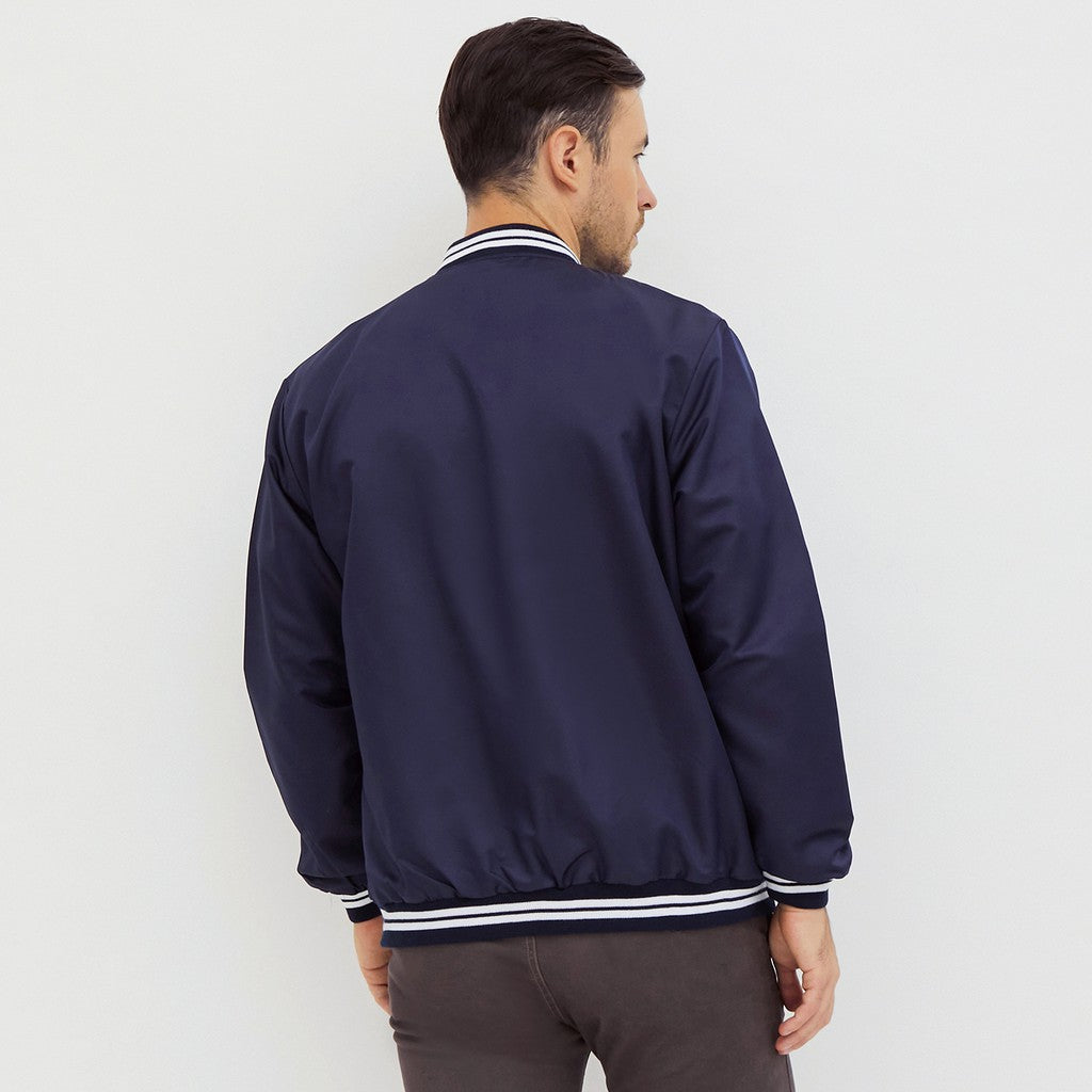 M231 Jaket Pria Bomber Taslan Panjang Navy 2078D