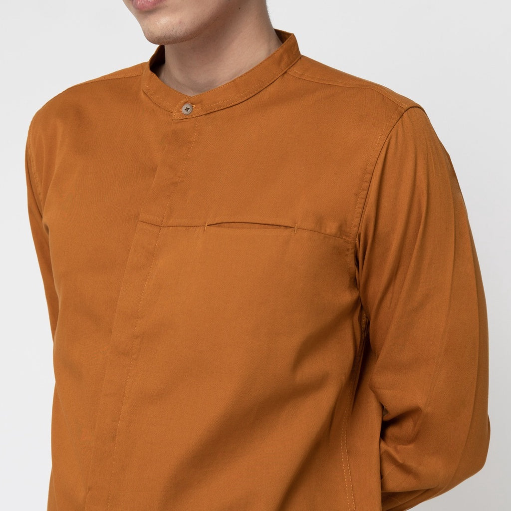 M231 Kemeja Pria Shanghai Polos Soft Twill Panjang Mustard 1971J