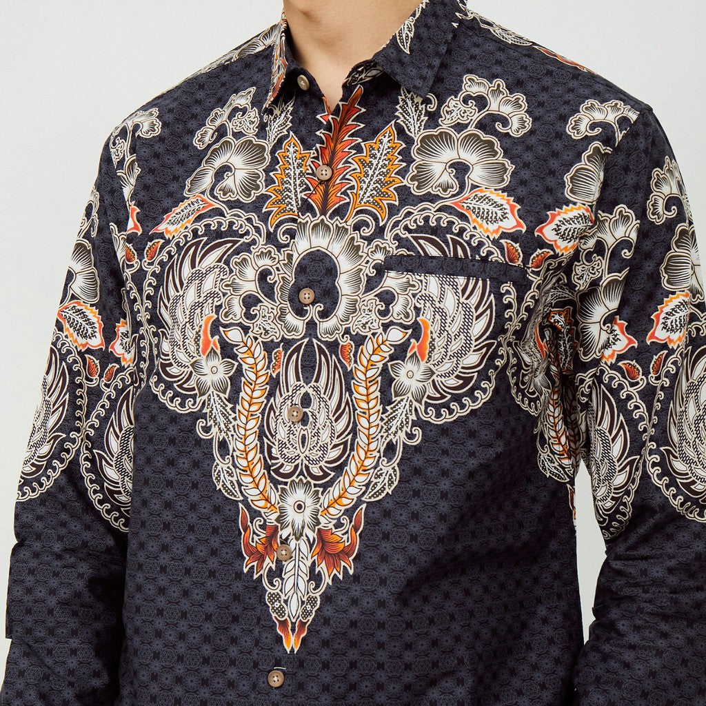 M231 Kemeja Pria Batik Panjang Hitam 2153B