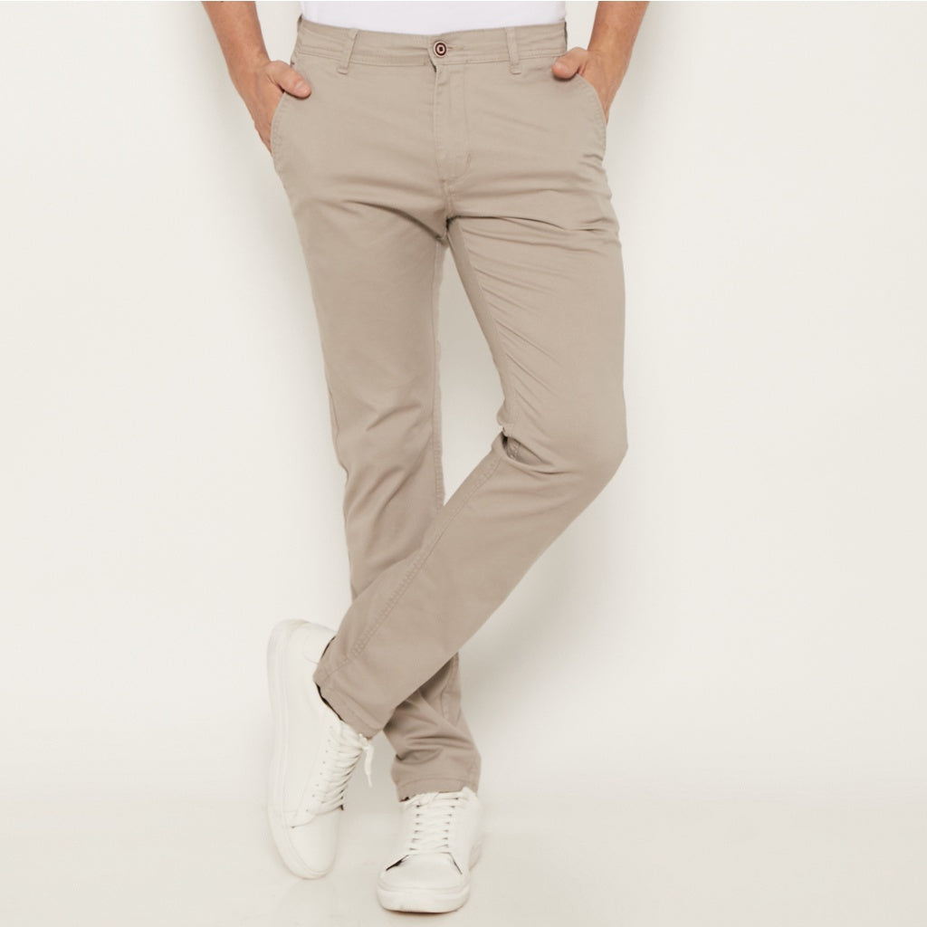 M231 Celana Panjang Pria Chinos Slim Fit Stretch Cream C1095