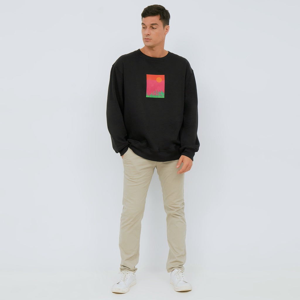 M231 Sweater Crewneck Vantage Panjang Hitam 2392C