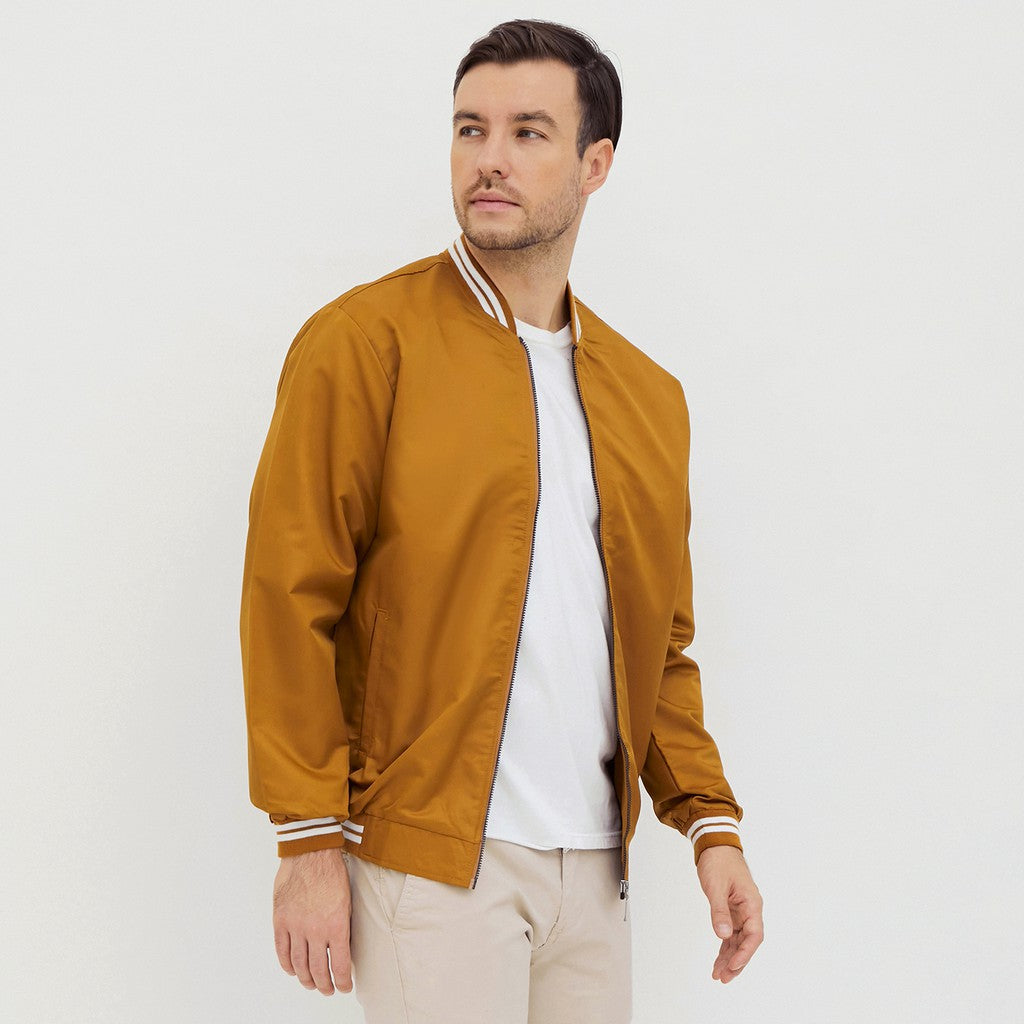 M231 Jaket Pria Bomber Taslan Panjang Mustard 2078E