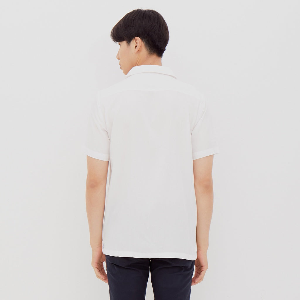 M231 Kemeja Pria Basic Polos Hawaii Pendek Putih 2310B