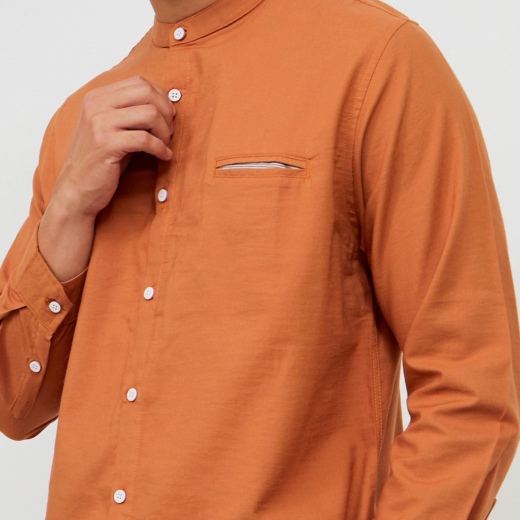 M231 Kemeja Pria Shanghai Polos Oxford Panjang Terracotta 1552J