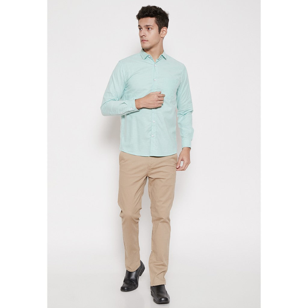 M231 Kemeja Pria Basic Polos Oxford Panjang Warna Hijau 1456O