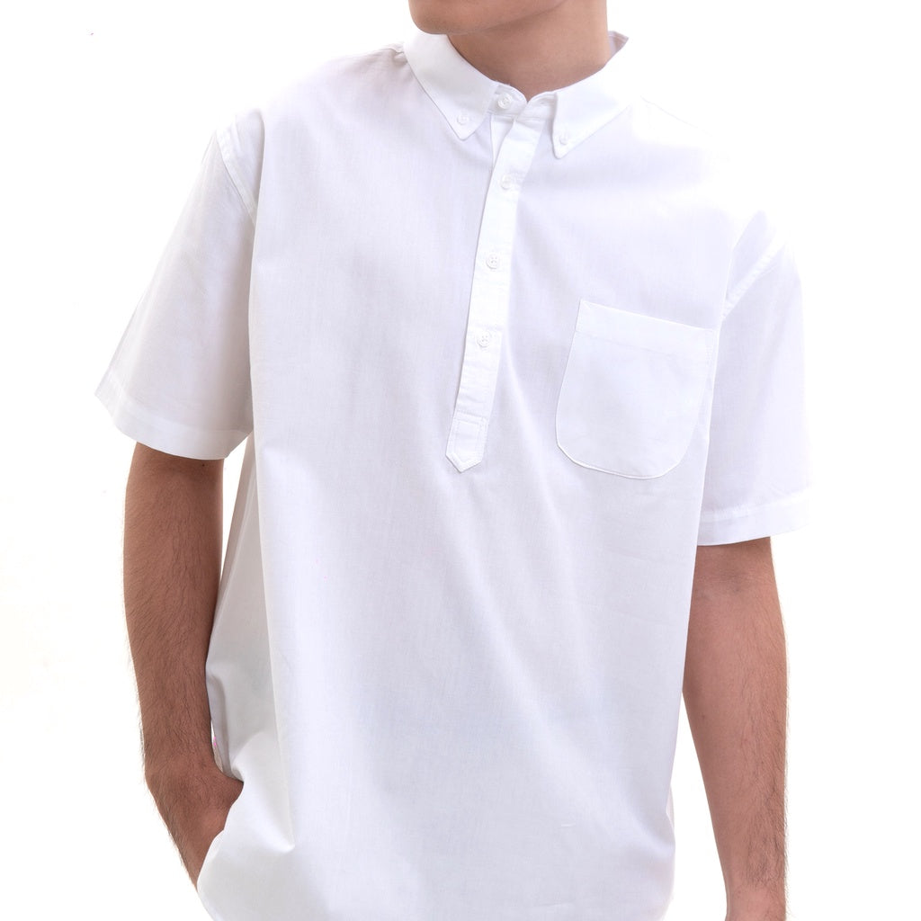 M231 Kemeja Pria Pullover Polos Pendek Putih 2287A