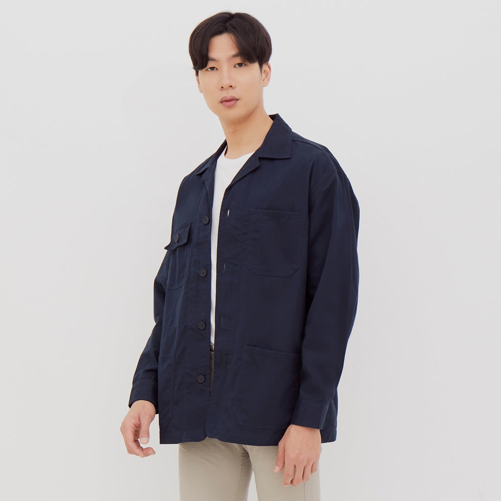 M231 Kemeja Jaket Pria Panjang Navy 2302C