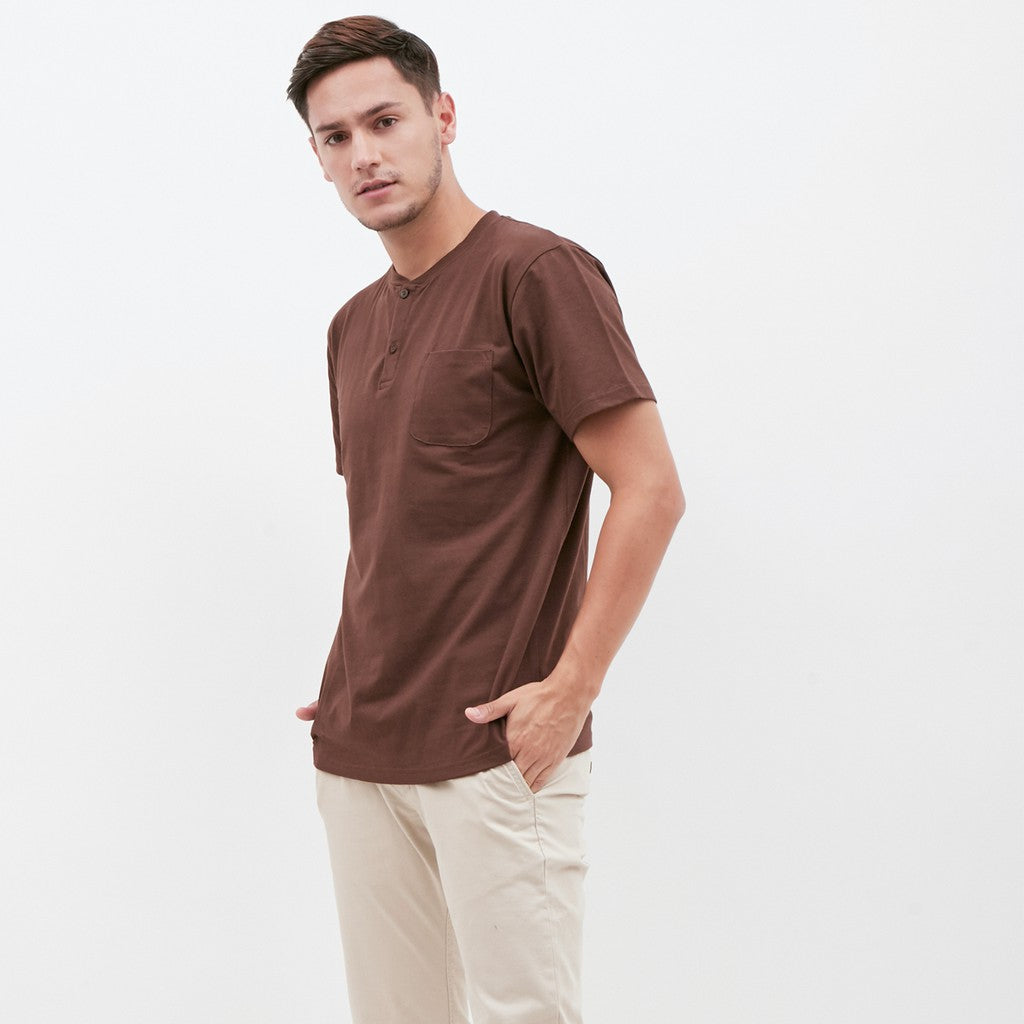 M231 T-Shirt Polos Kancing Pendek Warna Coklat 1835A