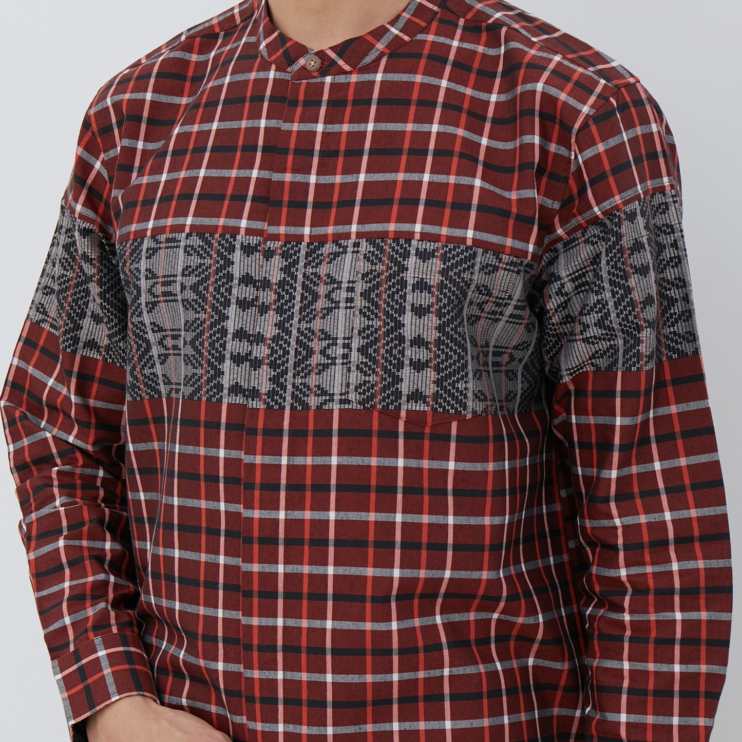 M231 Kemeja Pria Koko Panjang Maroon 2487B