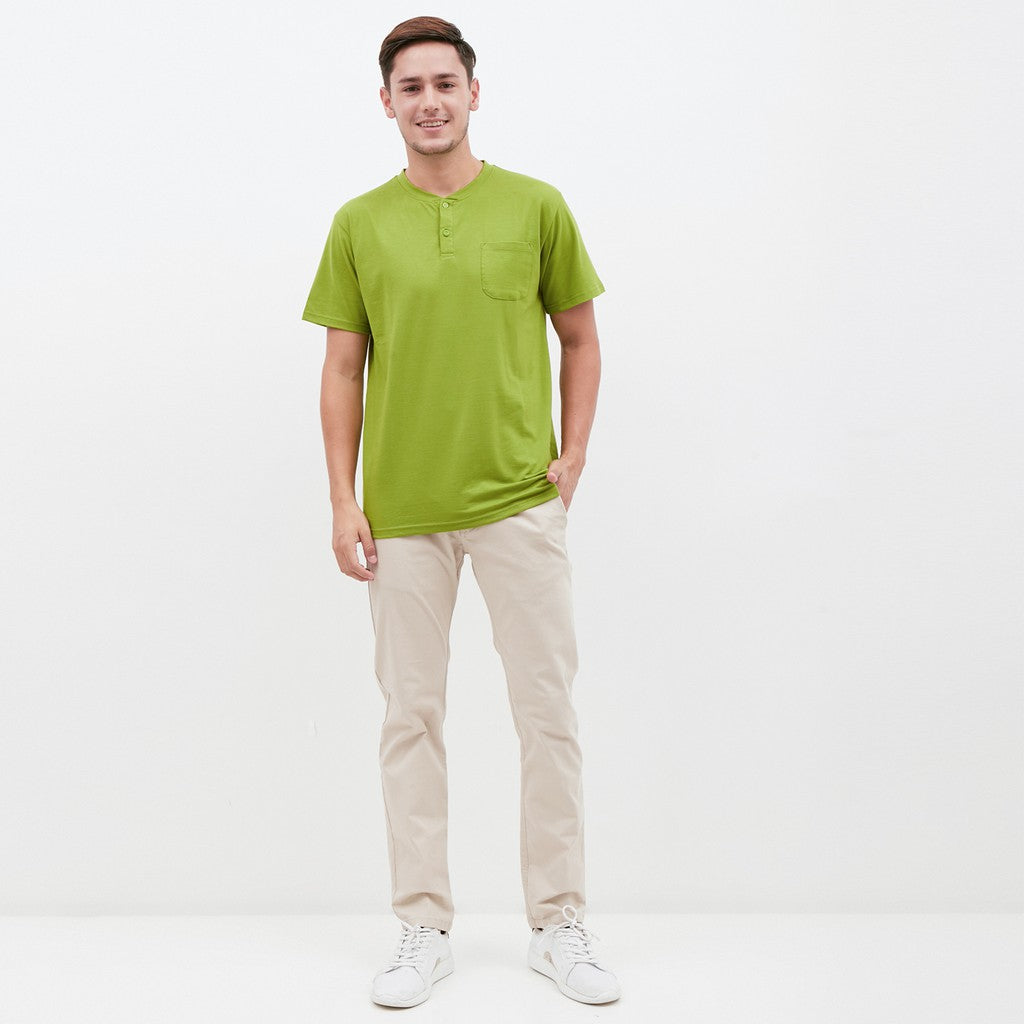 M231 T-Shirt Polos Kancing Pendek Warna Hijau 1835D