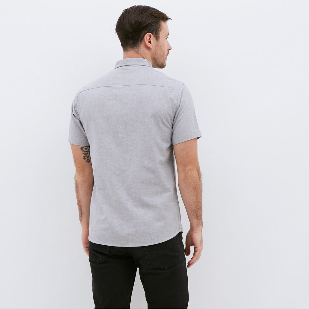 M231 Kemeja Pria Basic Polos Oxford Pendek Abu 1457E