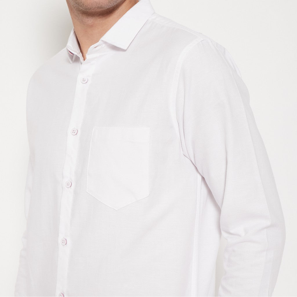 M231 Kemeja Pria Basic Polos Oxford Panjang Warna Putih 1468A