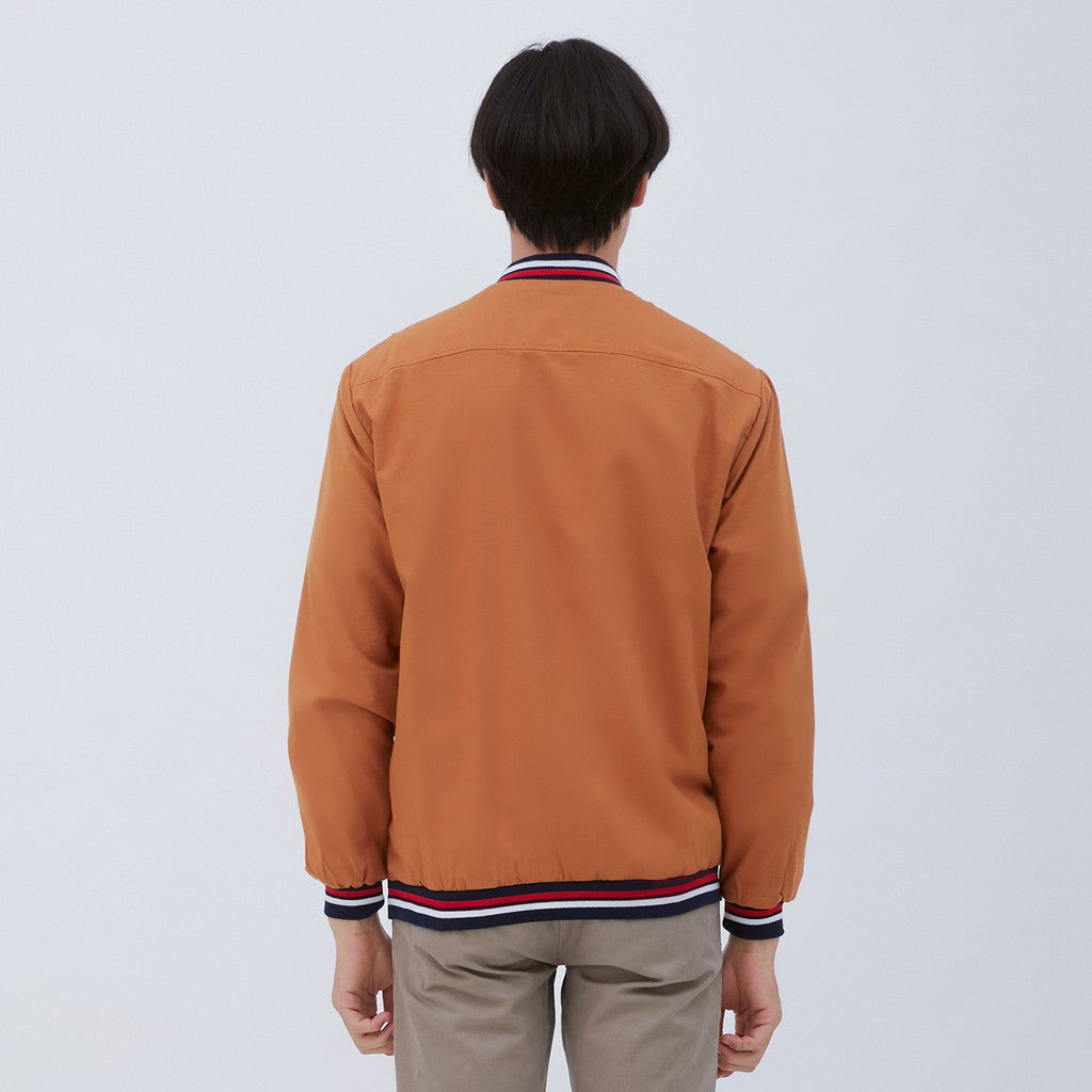 M231 Jaket Pria Bomber Oxford Panjang Merah Bata 1768G
