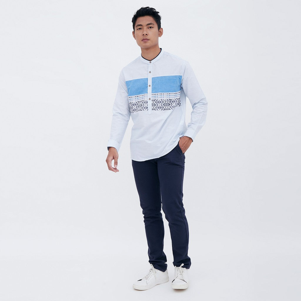 M231 Kemeja Pria Koko Panjang Biru 1611A