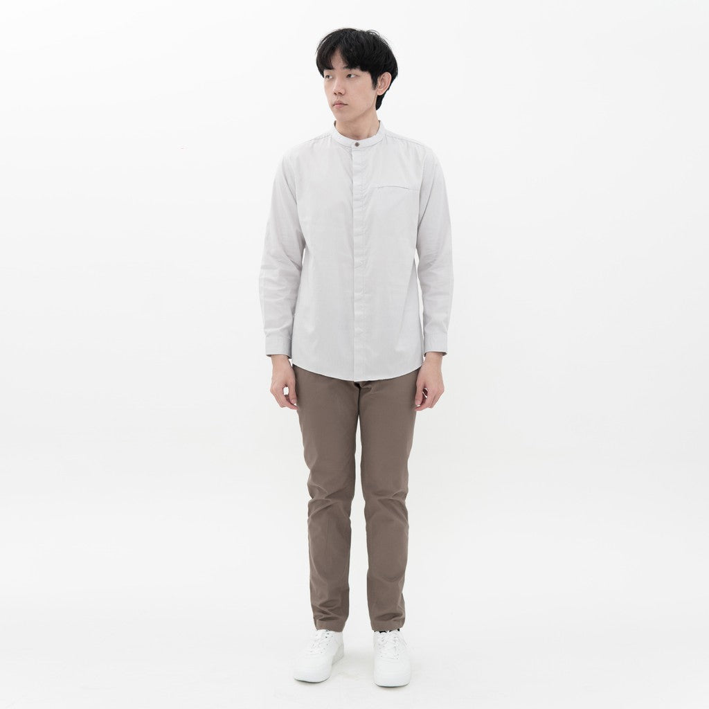 M231 Kemeja Pria Shanghai Polos Soft Twill Panjang Putih 1971F