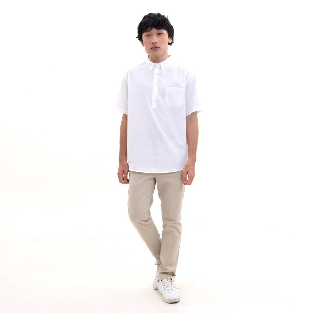 M231 Kemeja Pria Pullover Polos Pendek Putih 2287A