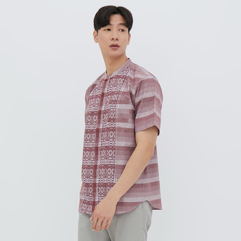 M231 Kemeja Pria Koko Pendek Maroon 2505A