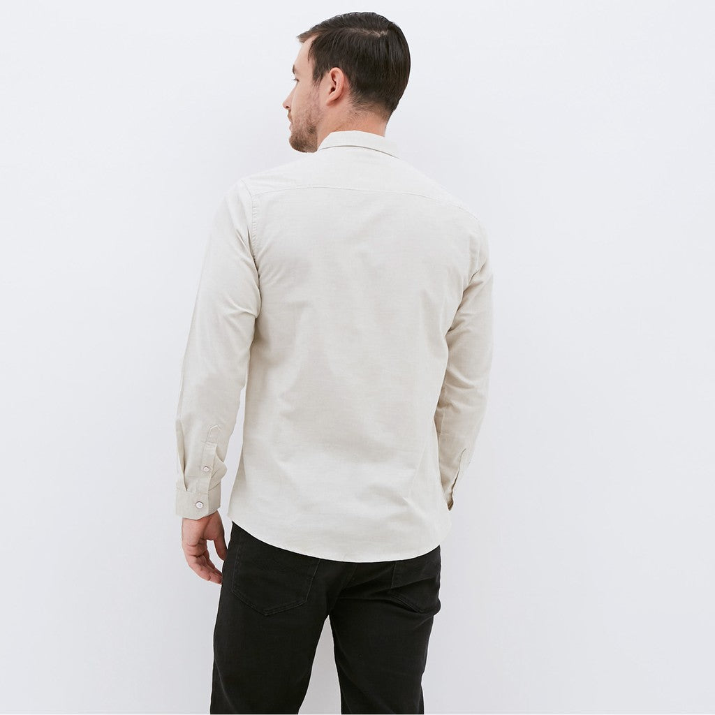 M231 Kemeja Pria Basic Polos Oxford Panjang Warna Khaki 1456A