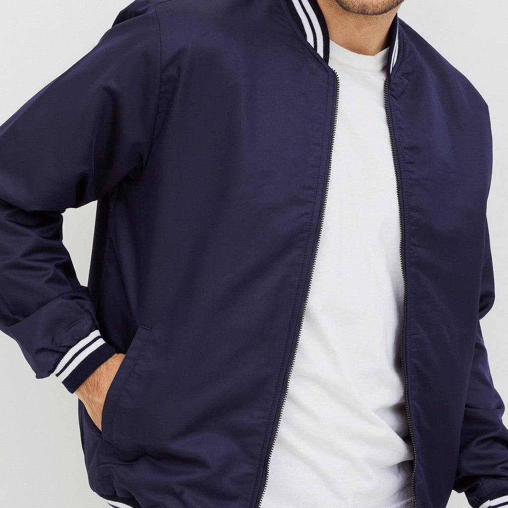 M231 Jaket Pria Bomber Taslan Panjang Navy 2078D