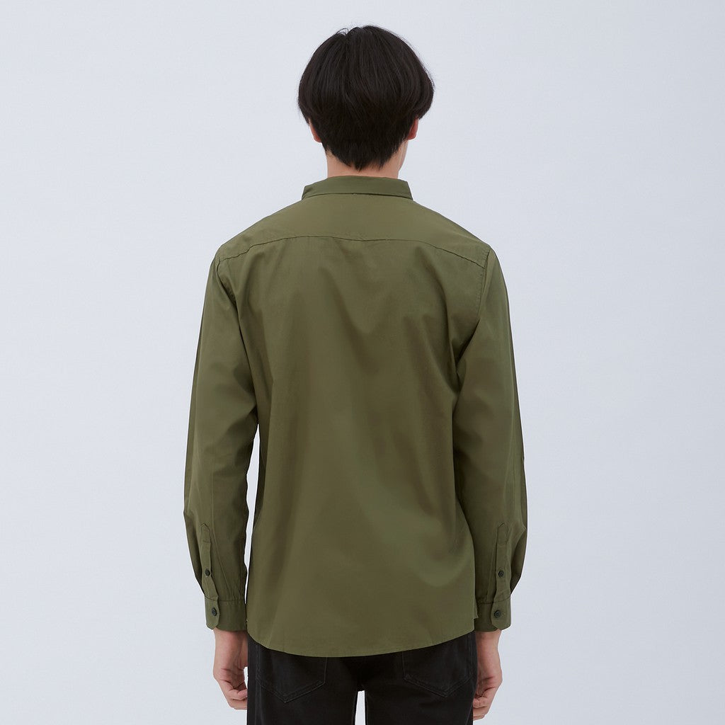 M231 Kemeja Pria Basic Polos Panjang Army 1468J