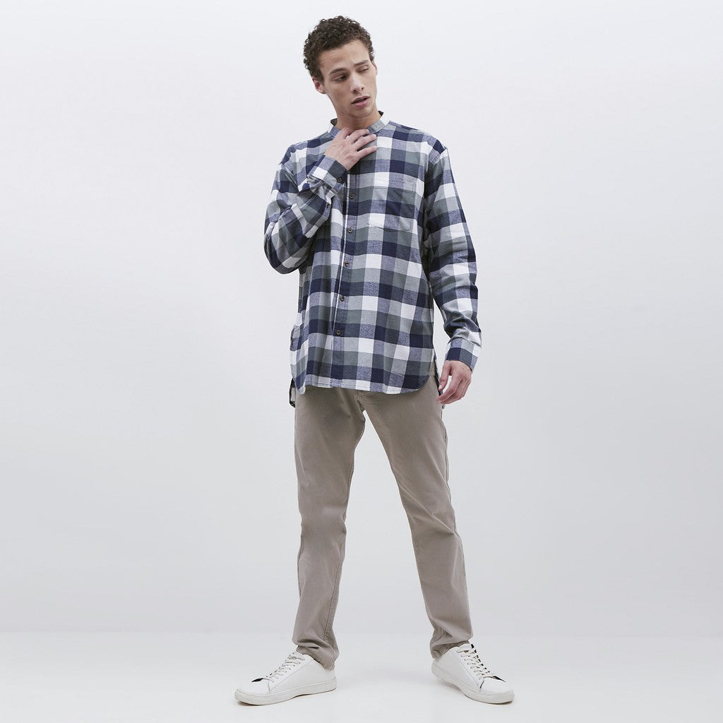 M231 Kemeja Pria Flannel Shanghai Oversized Panjang Hijau 1894B