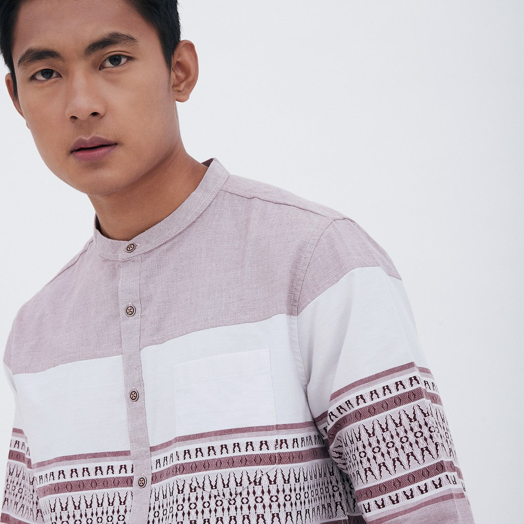 M231 Kemeja Pria Koko Panjang Maroon 1652